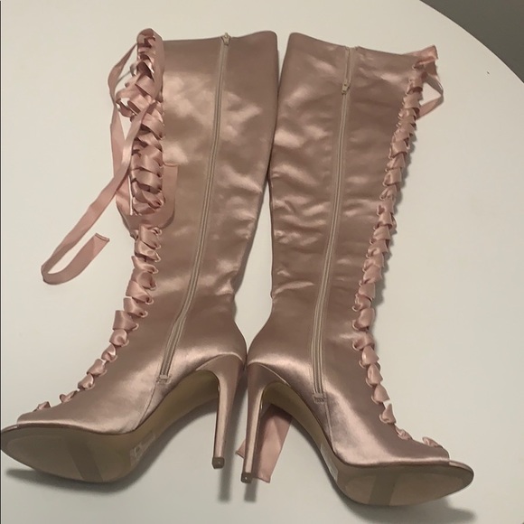 Aldo Lace-Up Over The Knee Boots, Light Pink - Picture 6 of 10